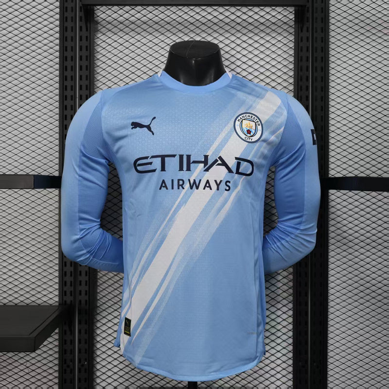 Manchester City Player Home Jersey 2025/26 Long Sleeve