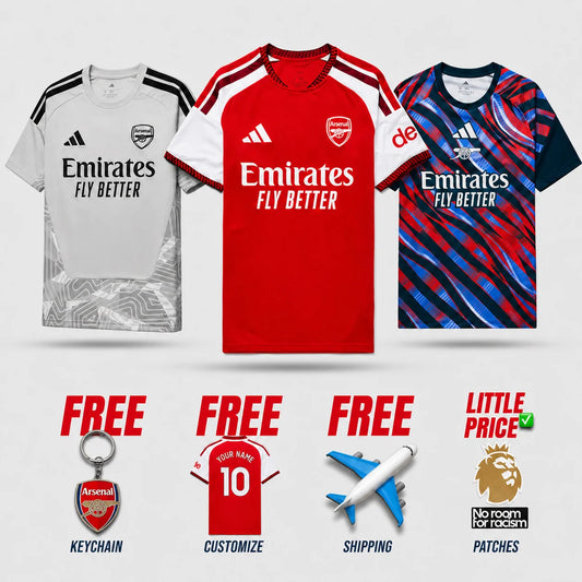 Arsenal-Set 26/27: Heimtrikot, Pre-Match-Trikot und Torwarttrikot