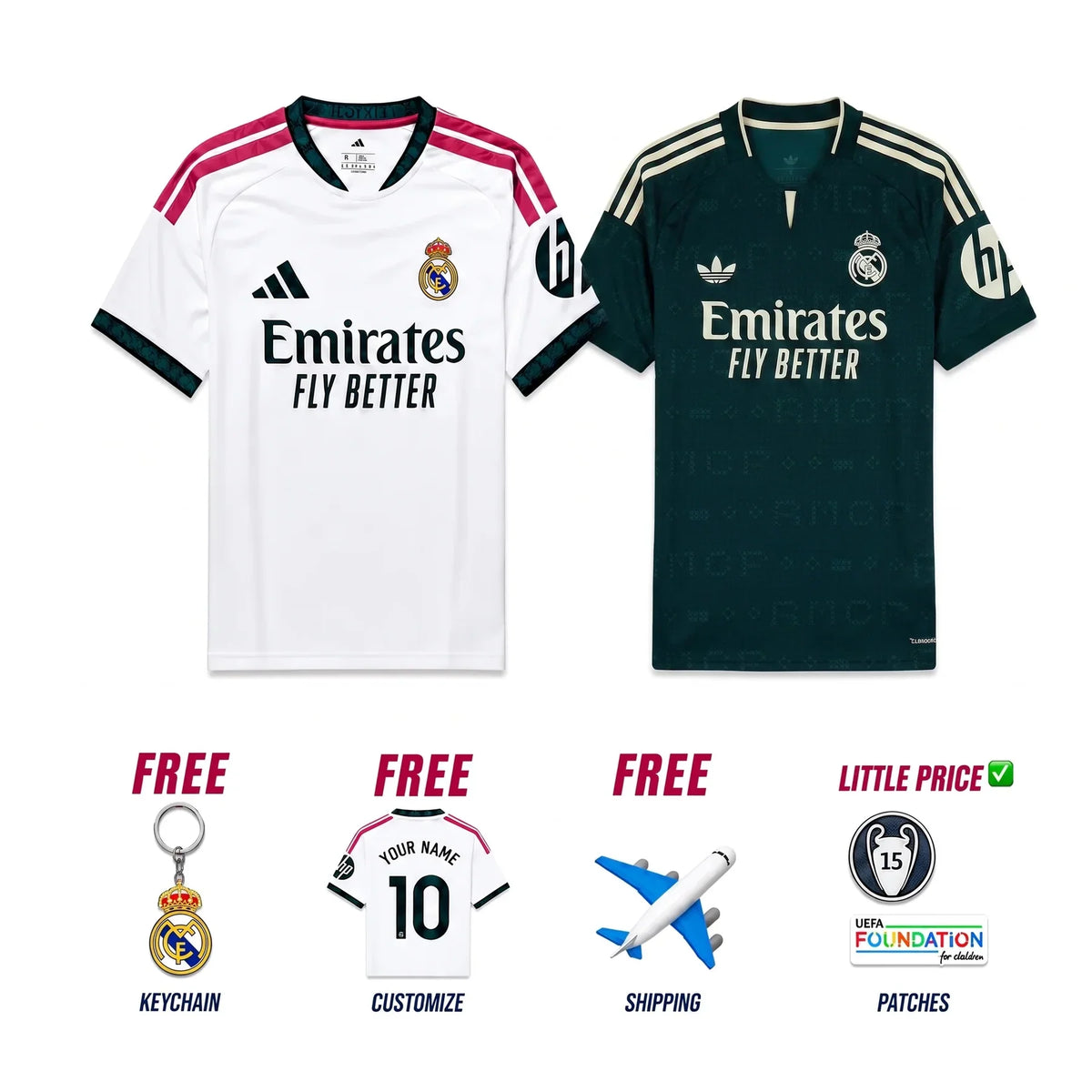 Kombipaket Real Madrid Heim- und Auswärtstrikot 26/27
